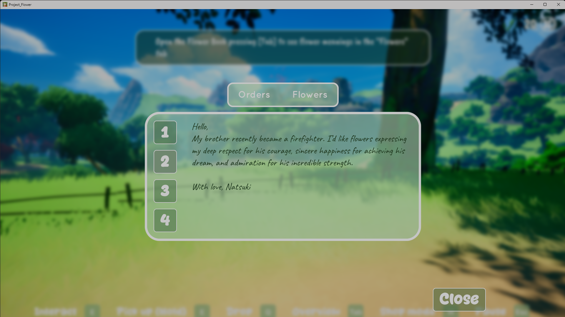 Order screen, final in-engine result